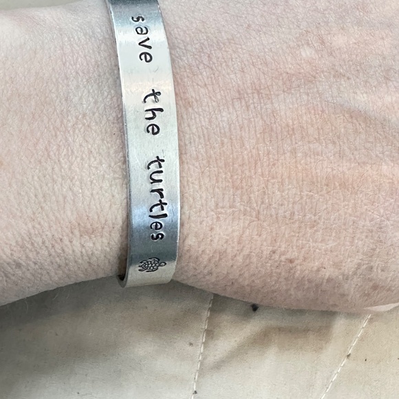 2/$15 Silver Tone “Save the Turtles” Cuff Bracelet - Picture 5 of 11